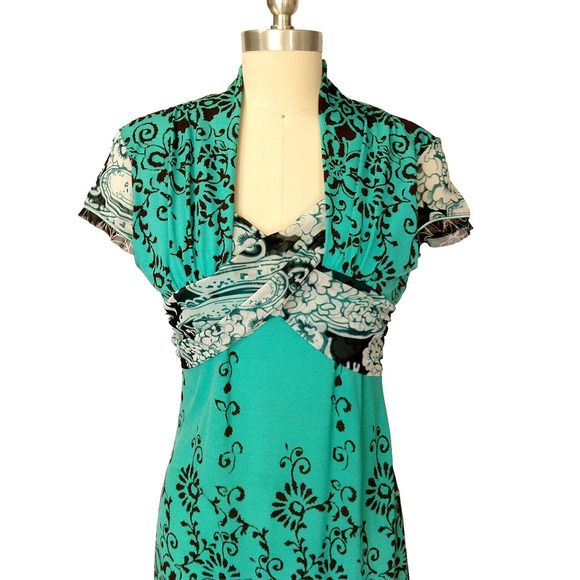 Anac Designed by Kimi Vintage Y2K Mesh Midi Dress Size M Blue Floral Polka Dot - Picture 3 of 9